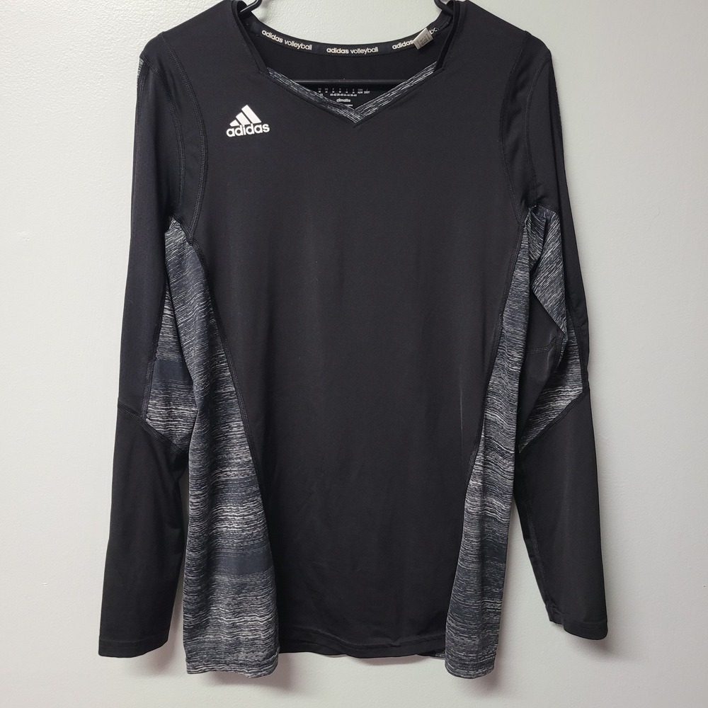 Adidas Volleyball Climalite‎ Long Sleeve Jersey Black Gray Kids Medium 12-14